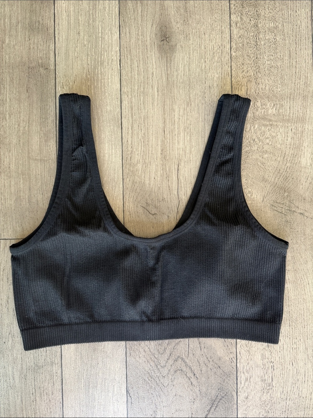 Black Ribbed Scoop Neck Bralette